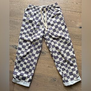 Urban Outfitters Checkered Unisex Elastic Pull On Pants in Cream and Purple